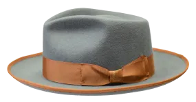 Grey/Cognac Night Hawk Collection Wool Felt 2-Tone Fedora Men's Hat