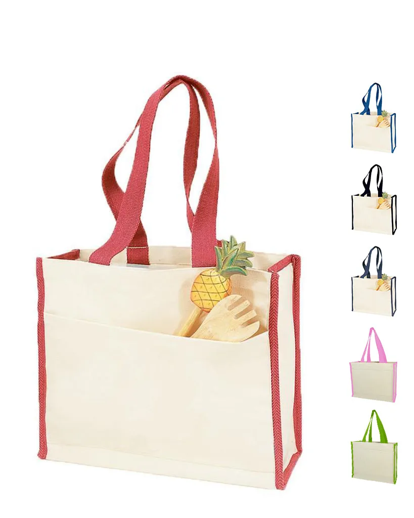 Heavy Canvas Tote Bag with Colored Trim