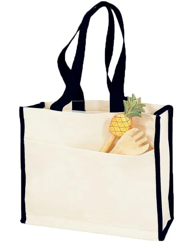 Heavy Canvas Tote Bag with Colored Trim