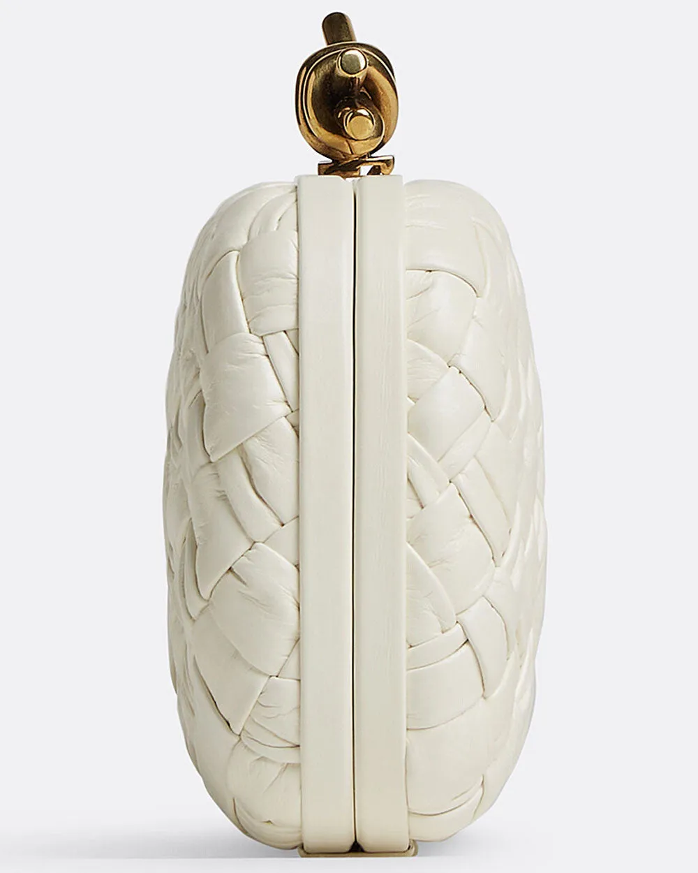 Intreccio Pleated Minaudiere Knot Clutch in Bone