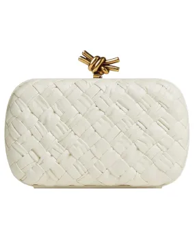 Intreccio Pleated Minaudiere Knot Clutch in Bone