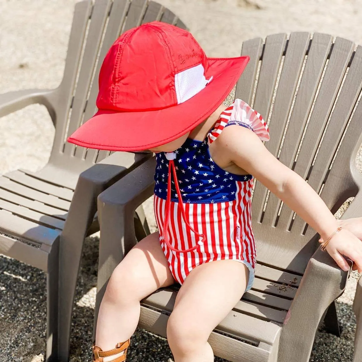 Kids Wide Brim Sun Hat "Fun Sun Day Play Hat" - Red