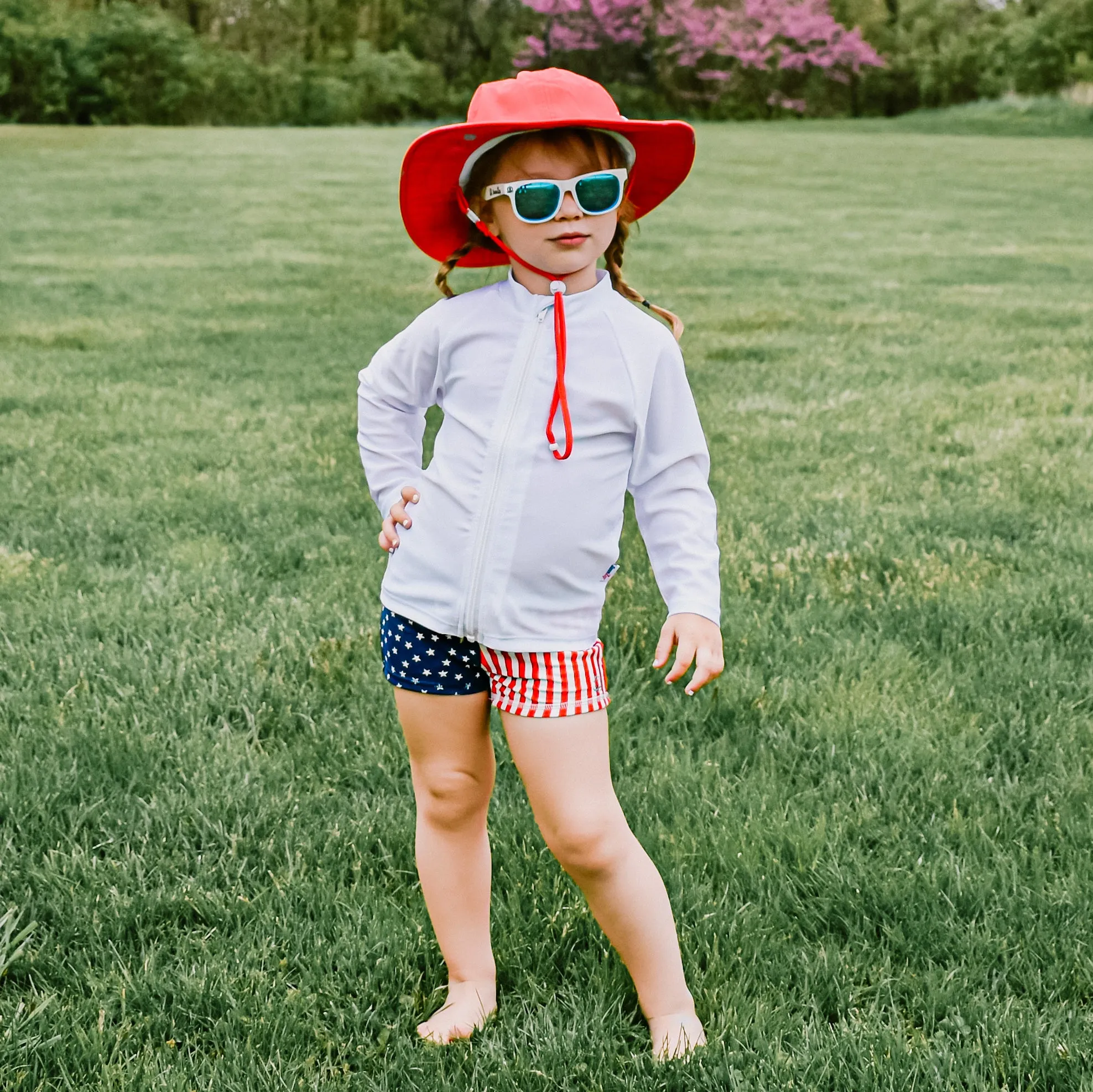 Kids Wide Brim Sun Hat "Fun Sun Day Play Hat" - Red