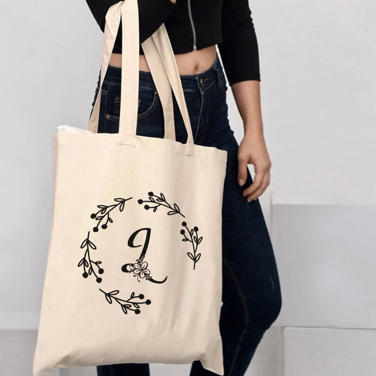 ''L'' Letter Initial Canvas Tote Bag - Initials Bags