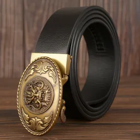 Luxurious Dragon Head Buckle Leather Belt