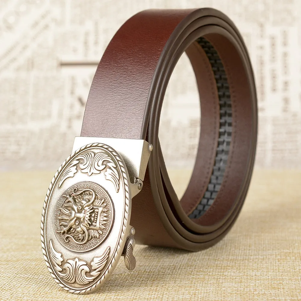 Luxurious Dragon Head Buckle Leather Belt