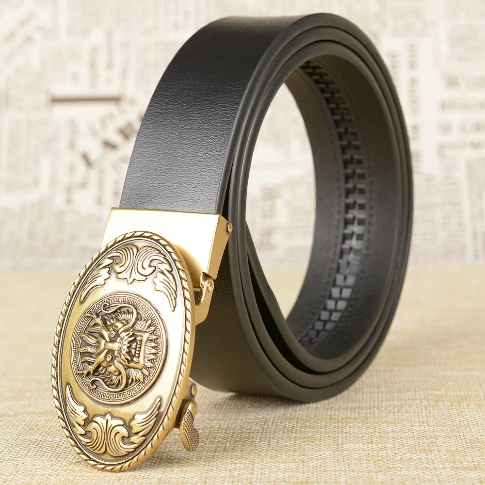 Luxurious Dragon Head Buckle Leather Belt