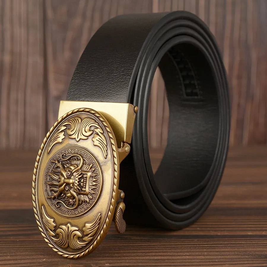 Luxurious Dragon Head Buckle Leather Belt