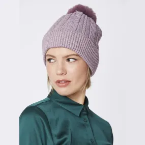 Luxury Faux Fur Pompom Hat in Purple