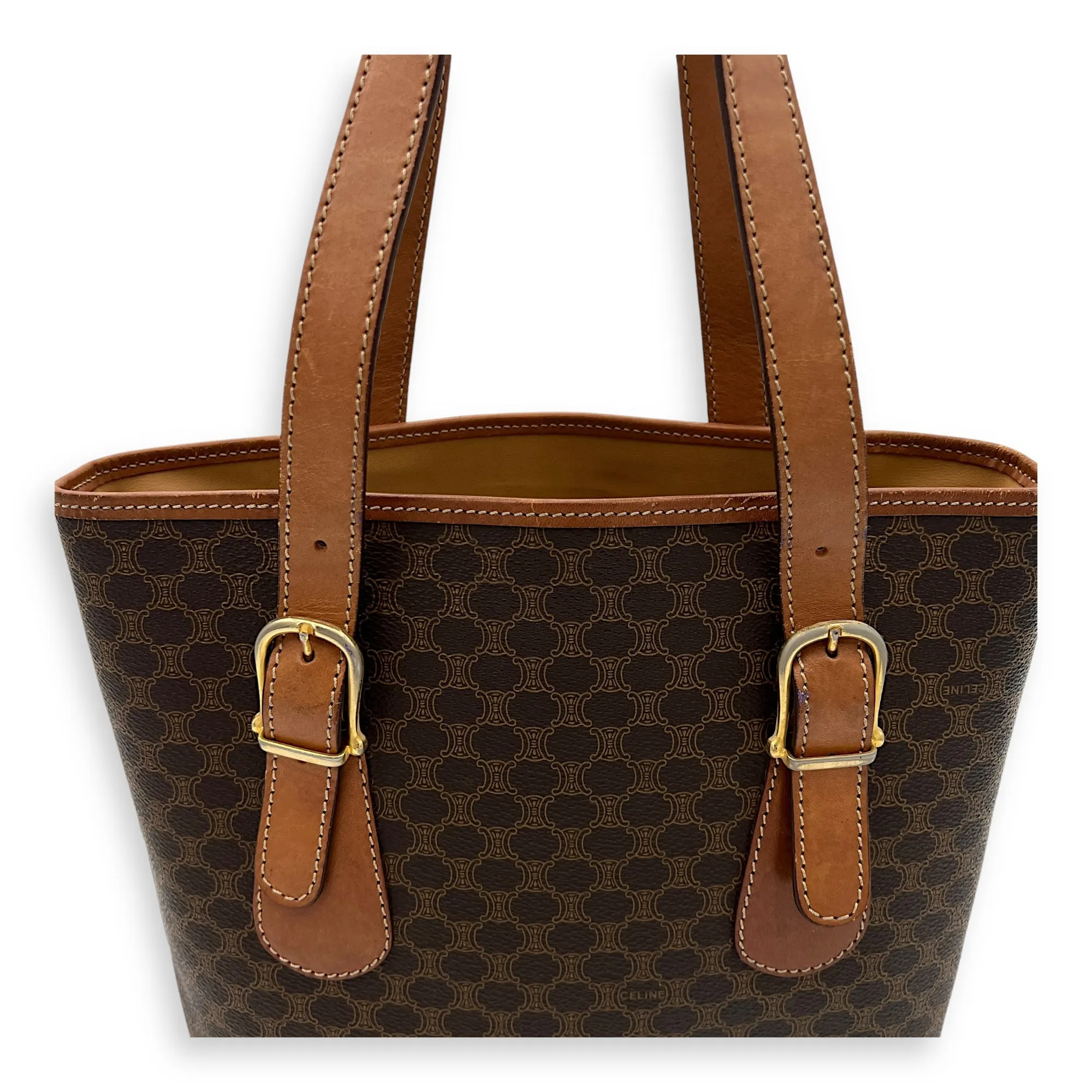 Macadam Tote Bag Brown in Coated Canvas, Gold hardware