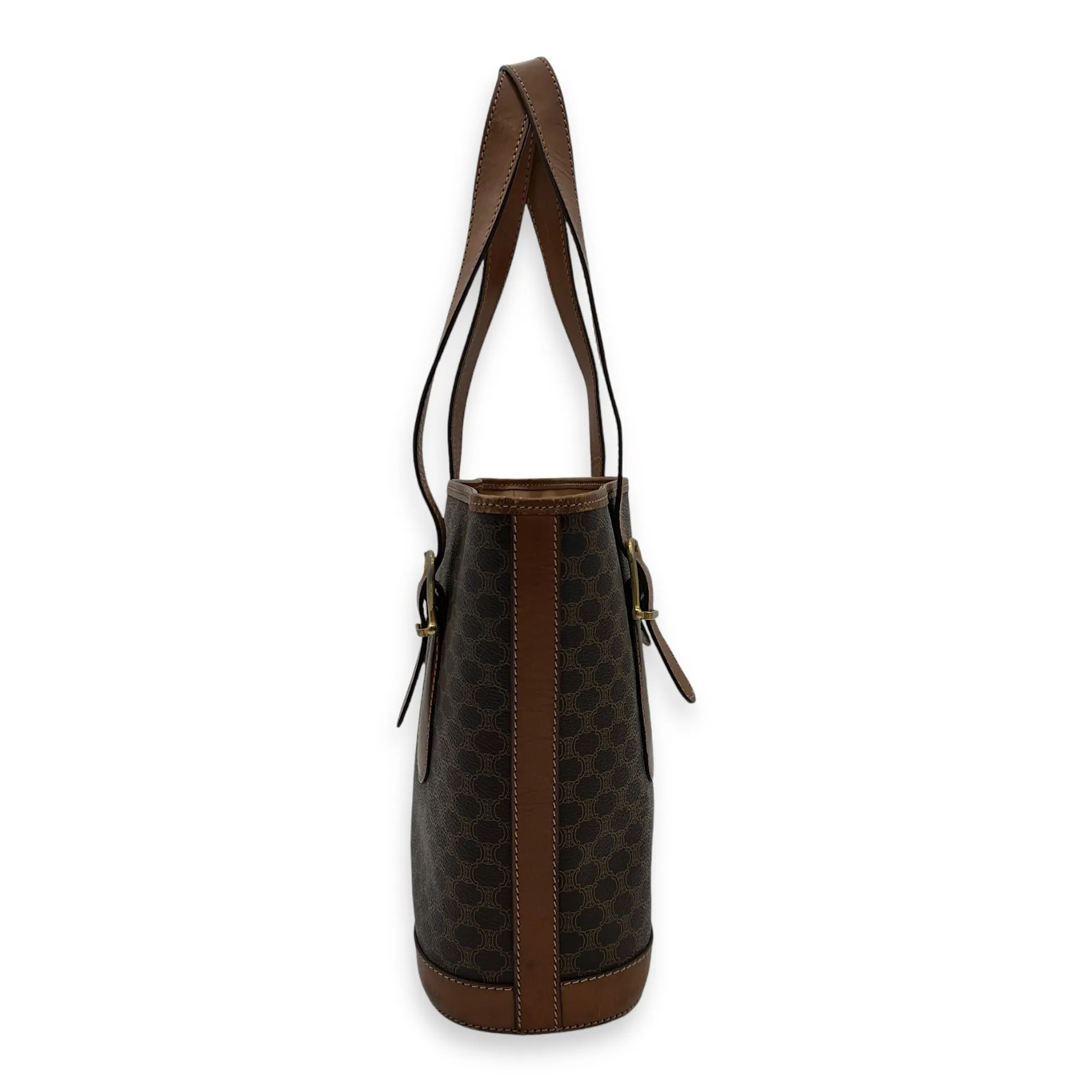 Macadam Tote Bag Brown in Coated Canvas, Gold hardware