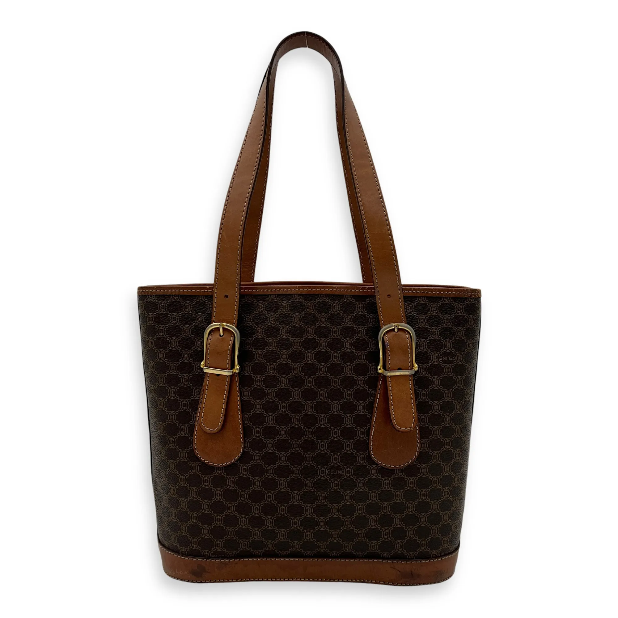 Macadam Tote Bag Brown in Coated Canvas, Gold hardware