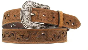 MF Western Ariat Western Belt Womens Scroll Print Cut Out S Brown Style A1514802