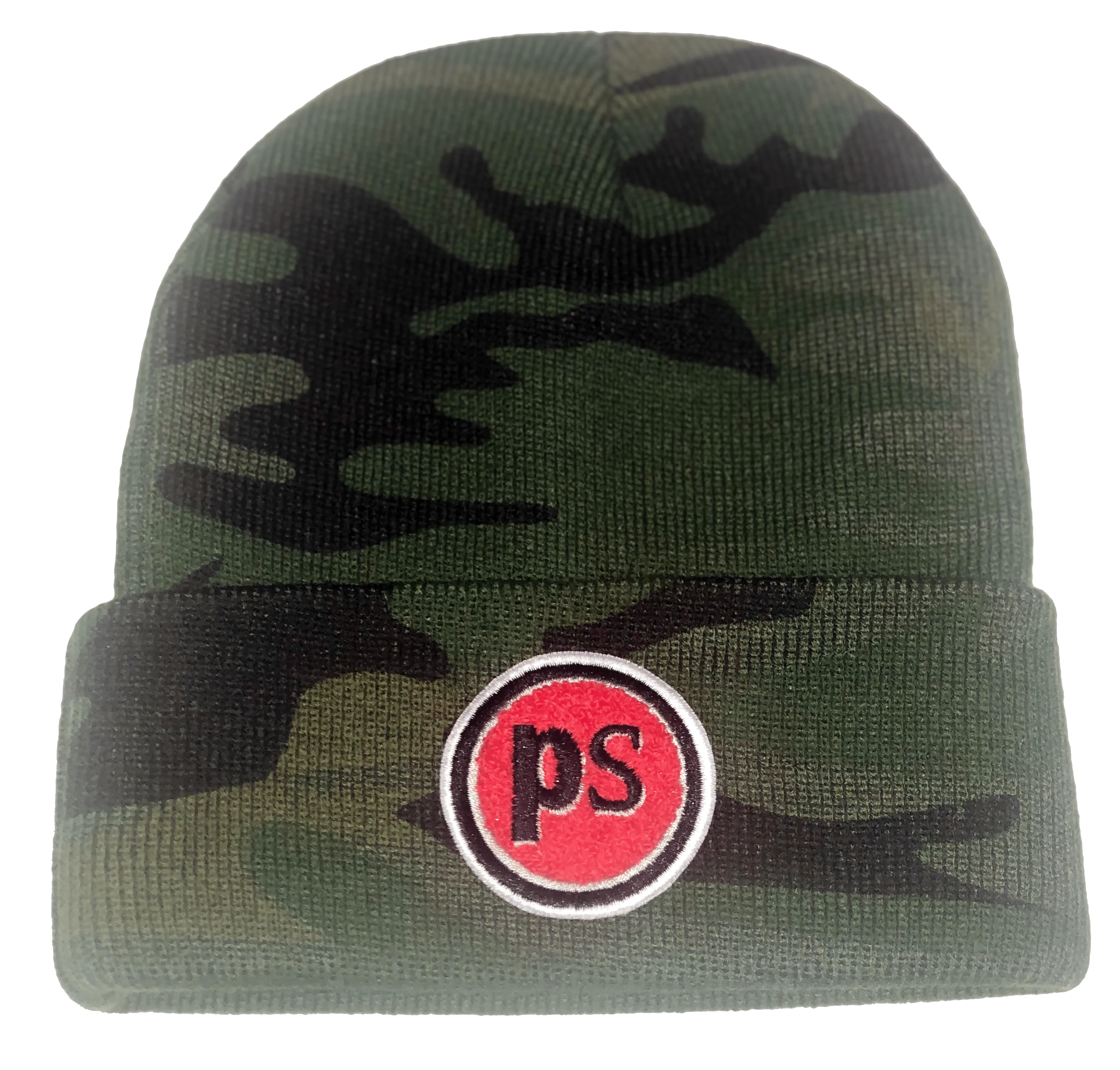 Military Camo Beanie Hat - “Pop Savvee Clothing” Chenille Embroidery Patches