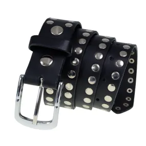 Milwaukee Leather MP7100 Men's Studded Black Genuine Leather Belt for Biker with Buckle - 1.5 inches Wide