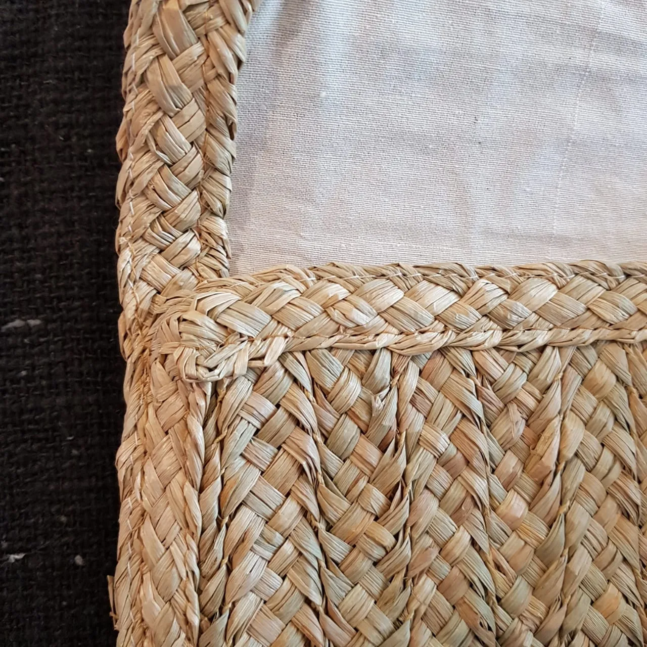 Natural Woven Straw Grass Fold Clutch