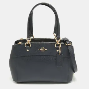 Navy Blue Leather Mini Brooke Carryall Satchel