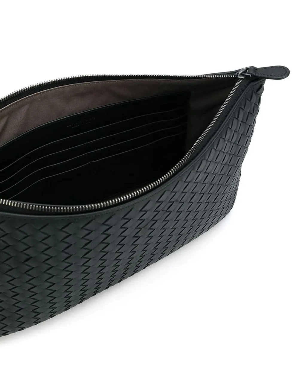 Nero Intrecciato Woven Large Zip Pouch