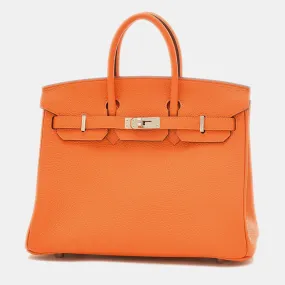 Orange Togo Leather Birkin 25 Tote Bag