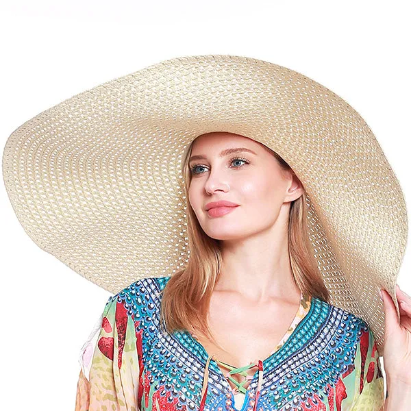 Oversized Wide Brim Hat-Beige