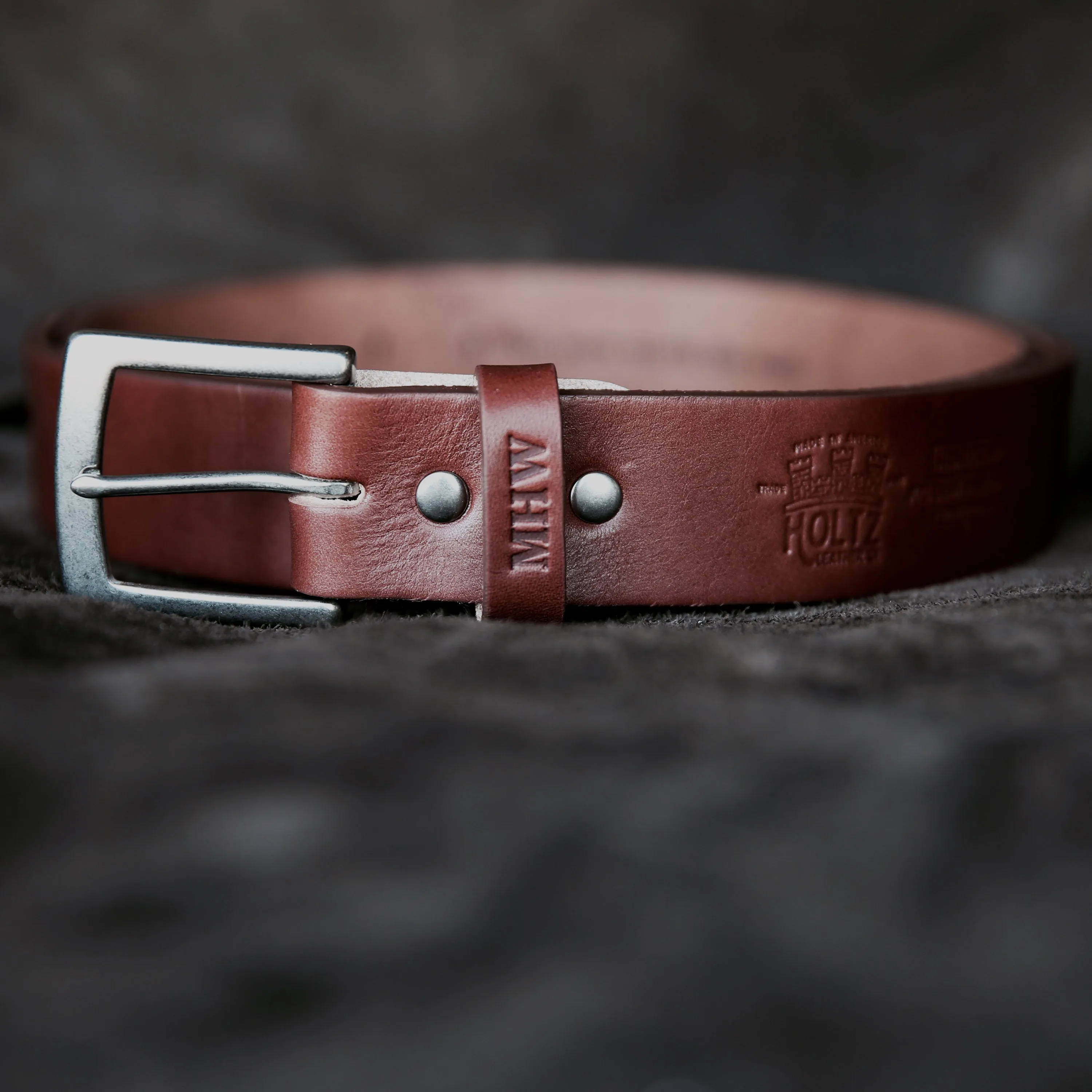 Personalized Bridle Leather Men's Casual Belt – Square Nickel or Brass Buckle