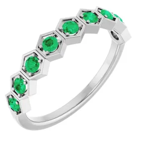 Platinum Lab-Grown Emerald Stackable Ring