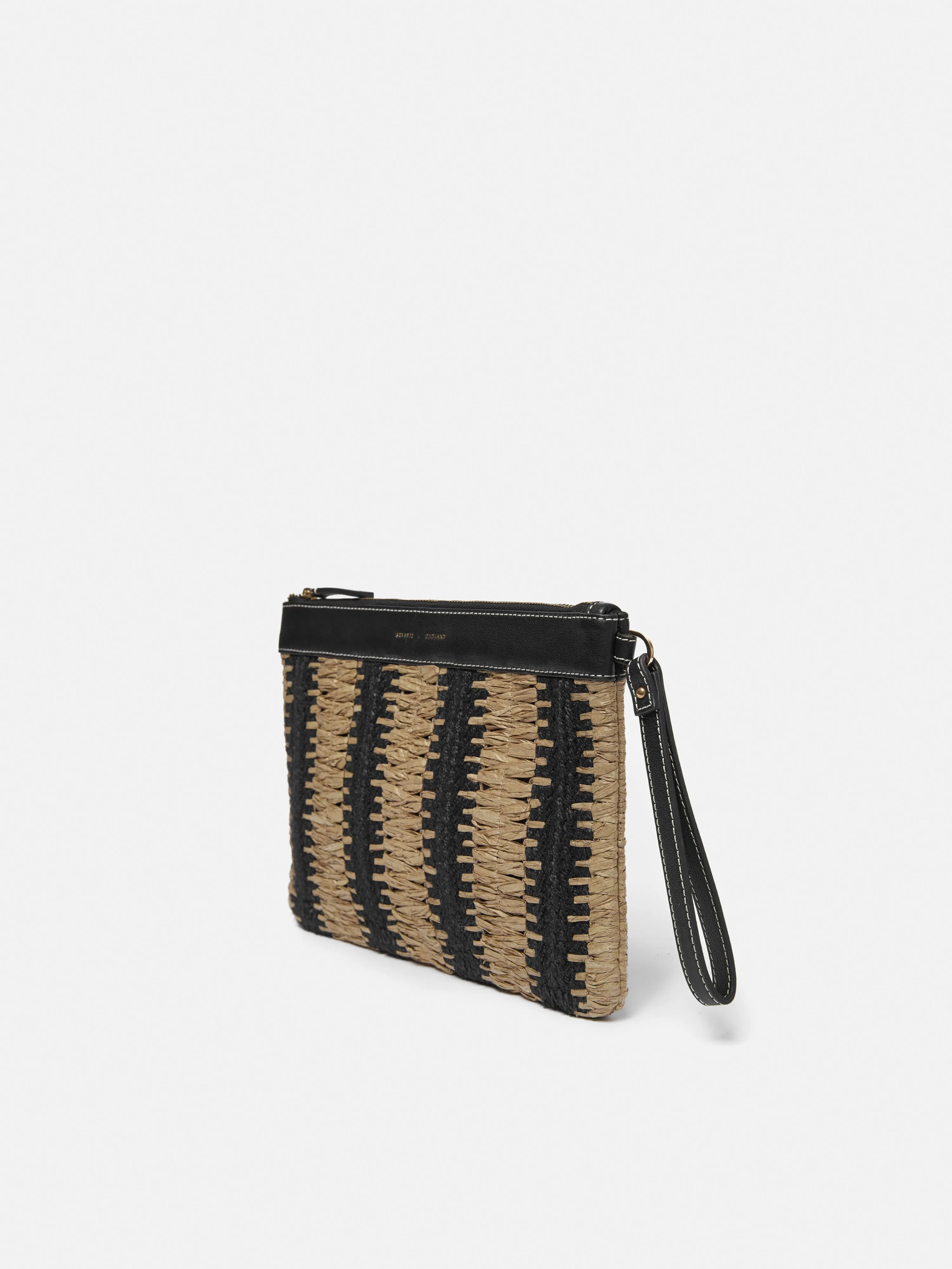 Raffia Stripe Pouch | Beige