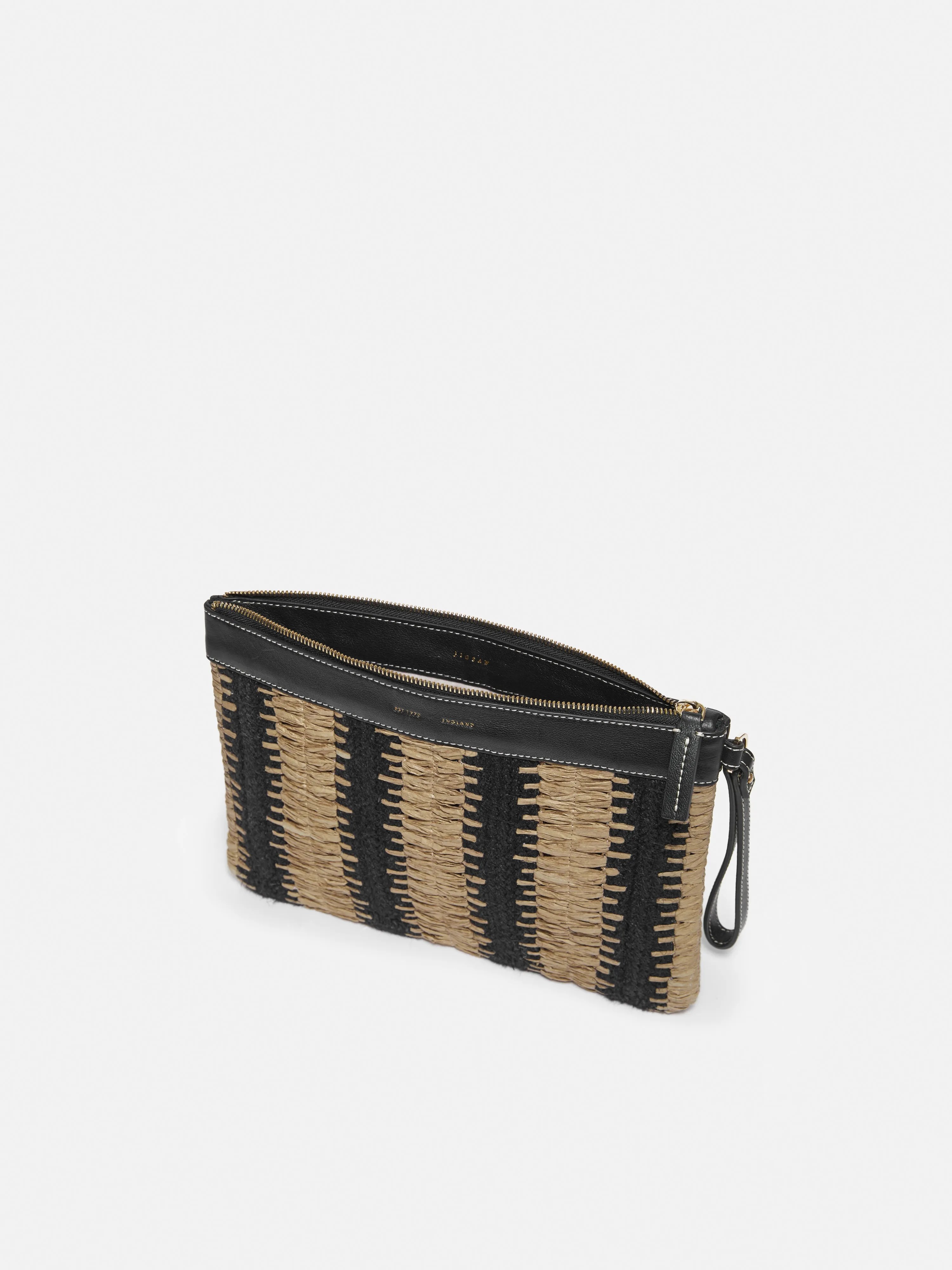 Raffia Stripe Pouch | Beige