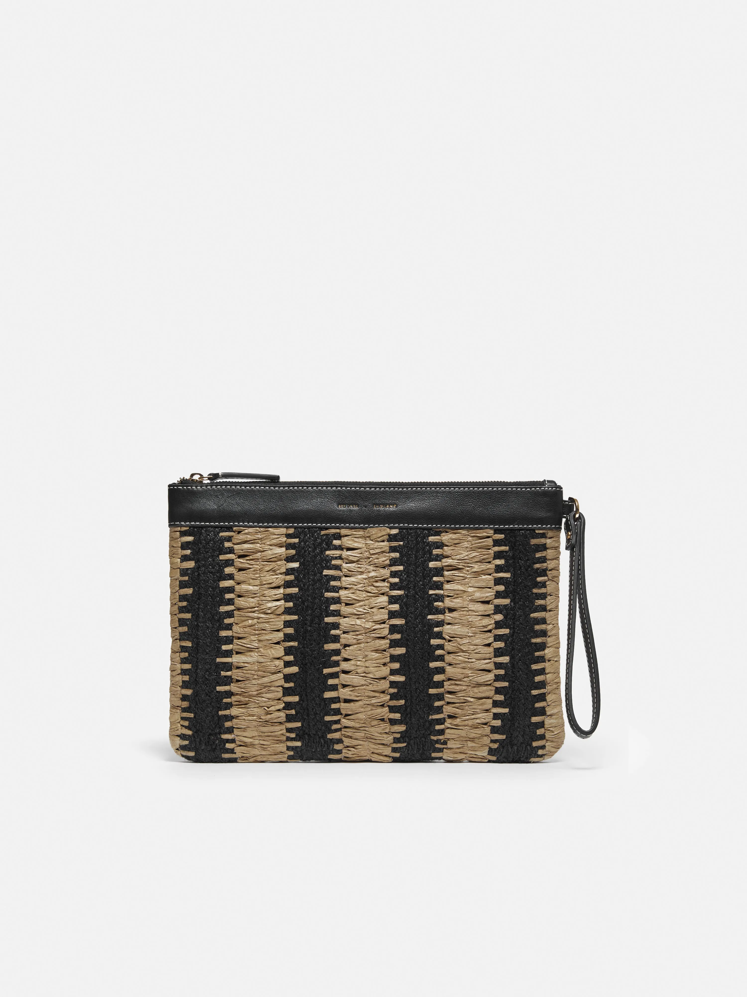 Raffia Stripe Pouch | Beige