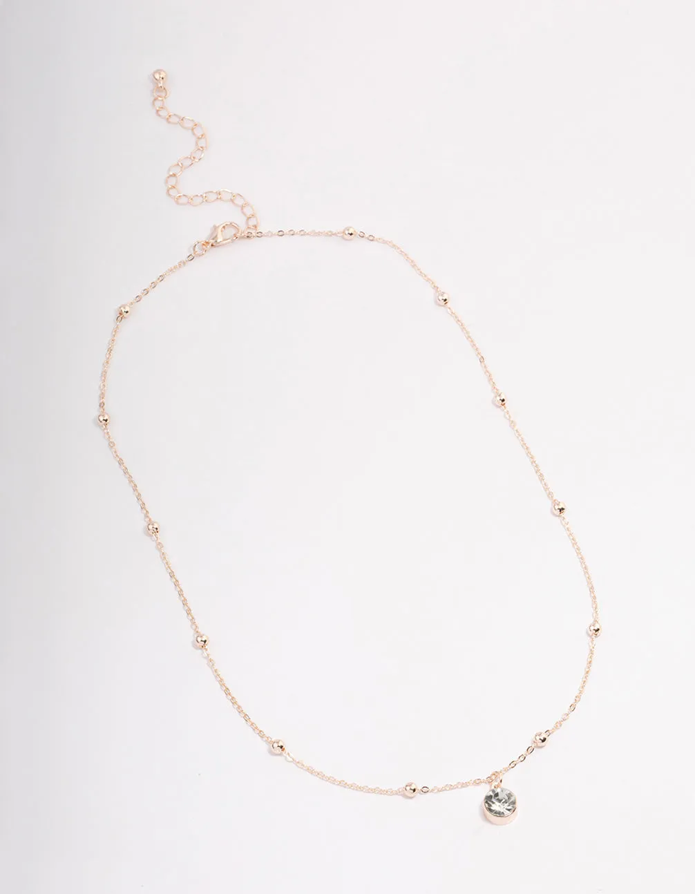 Rose Gold Diamante Satelite Chain Necklace