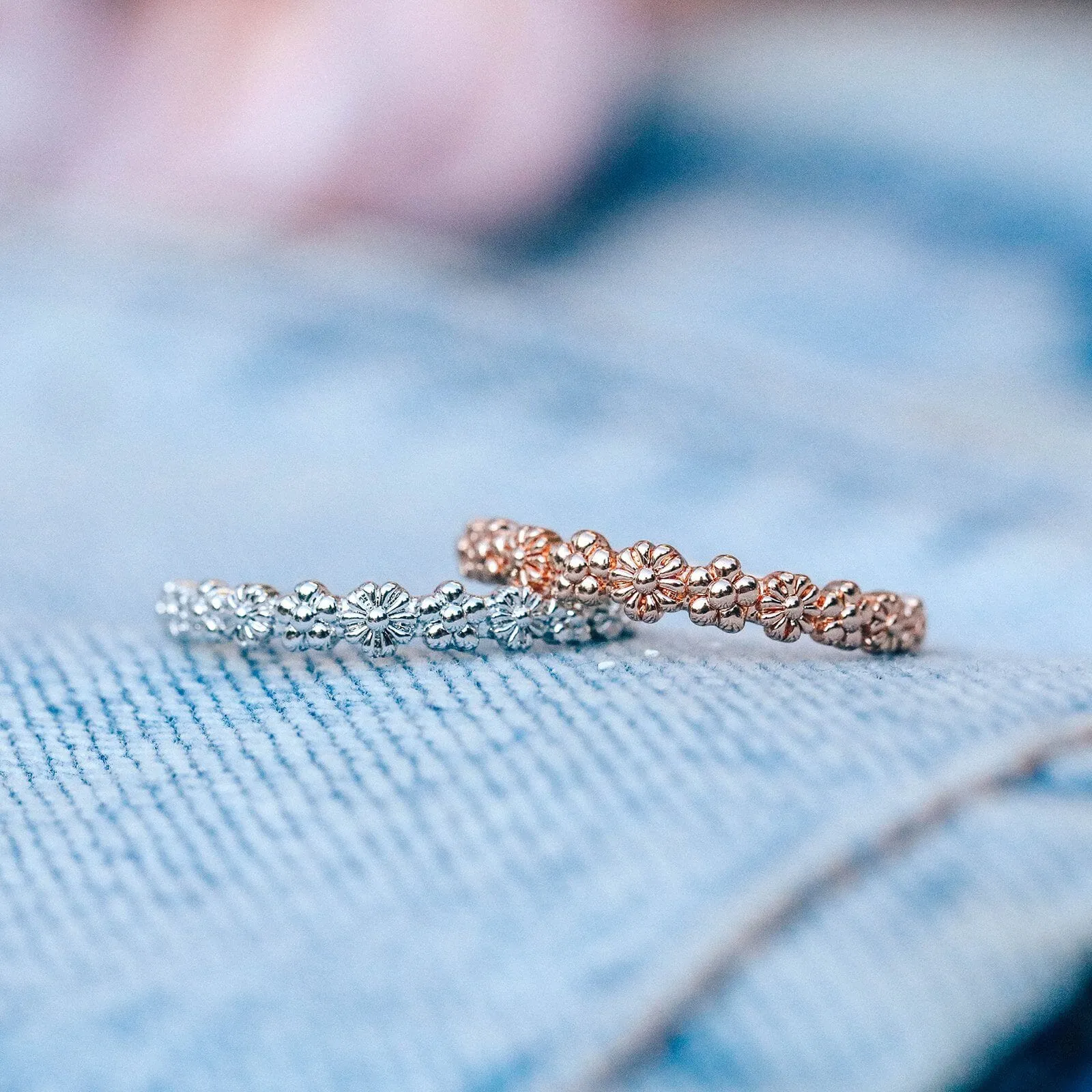 Rose Gold Floral Stacking Ring