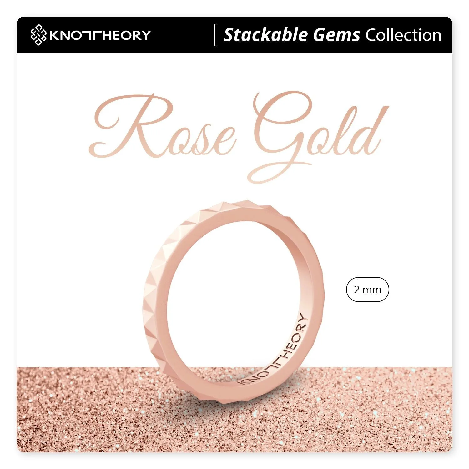 Rose Gold Pyramid Stackable Slim Thin Silicone Ring for Women