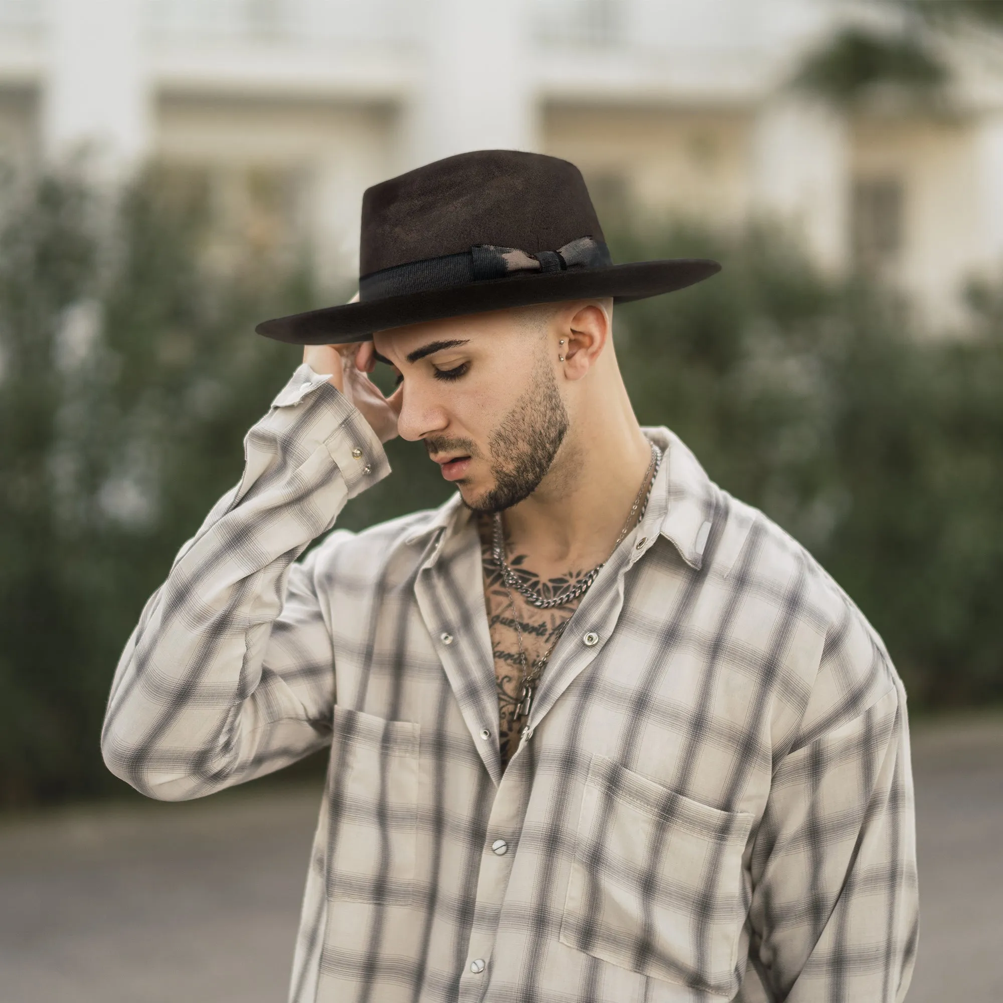 Shadow - Minimalist Ash Handcrafted Distressed Fedora Hat