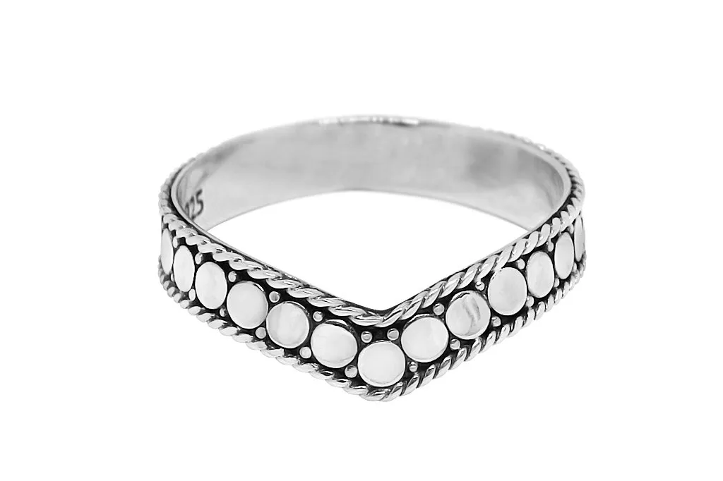 Silver Disc V Ring