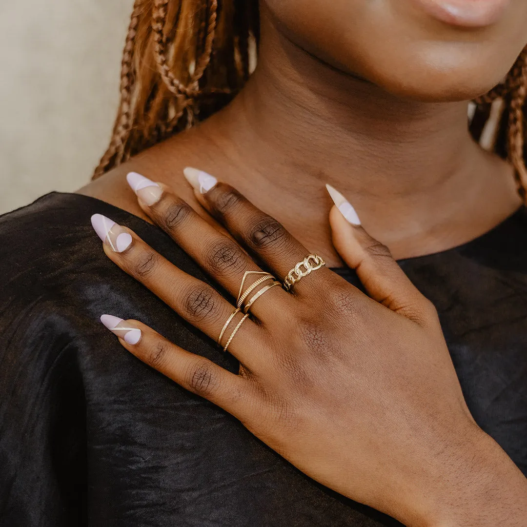 Solid Gold Notch Band Ring