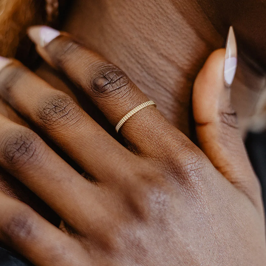 Solid Gold Notch Band Ring