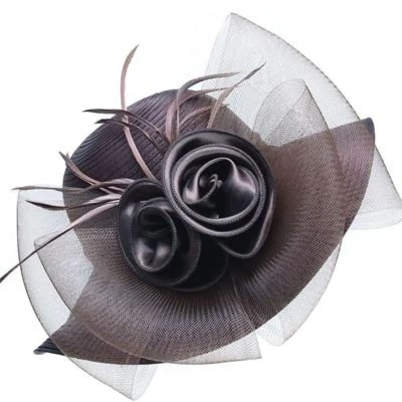 Solid Satin Feather Floral Wide Brim Sun Kentucky Derby Style Church Tea Party Floppy Hat