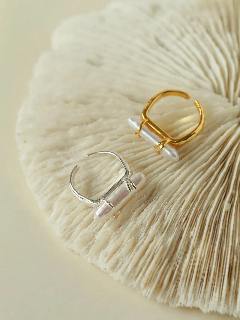 Stackable Long Baroque Pipa Pearl Ring