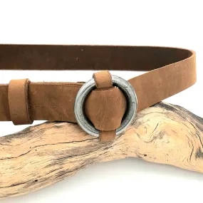 Steel Ring Buckle Tan Belt