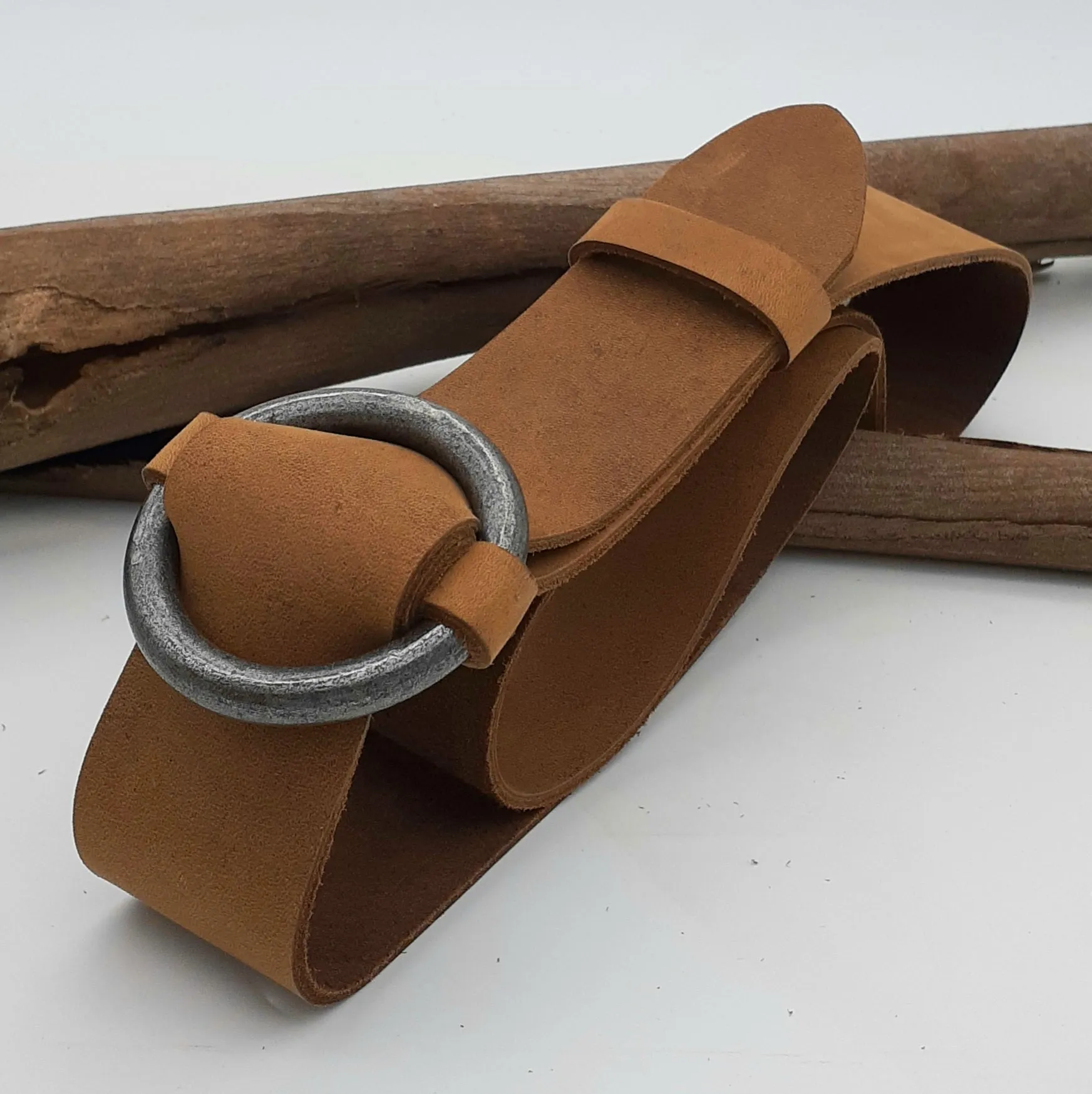 Steel Ring Buckle Tan Belt