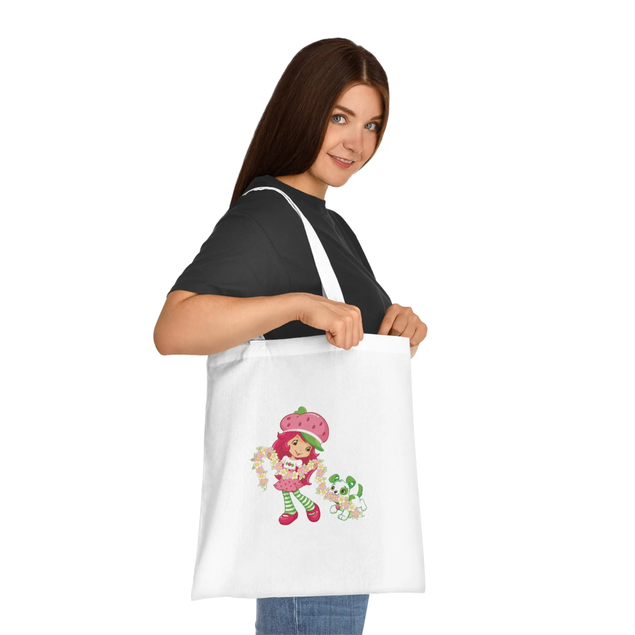 Strawberry Shortcake - Playing with Pupcake Printed Canvas Tote Bag