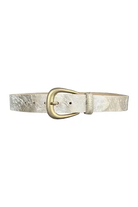 Streets Ahead Leather Metallic Leather Belt 12023 | White Gold/Old Gold Buckle