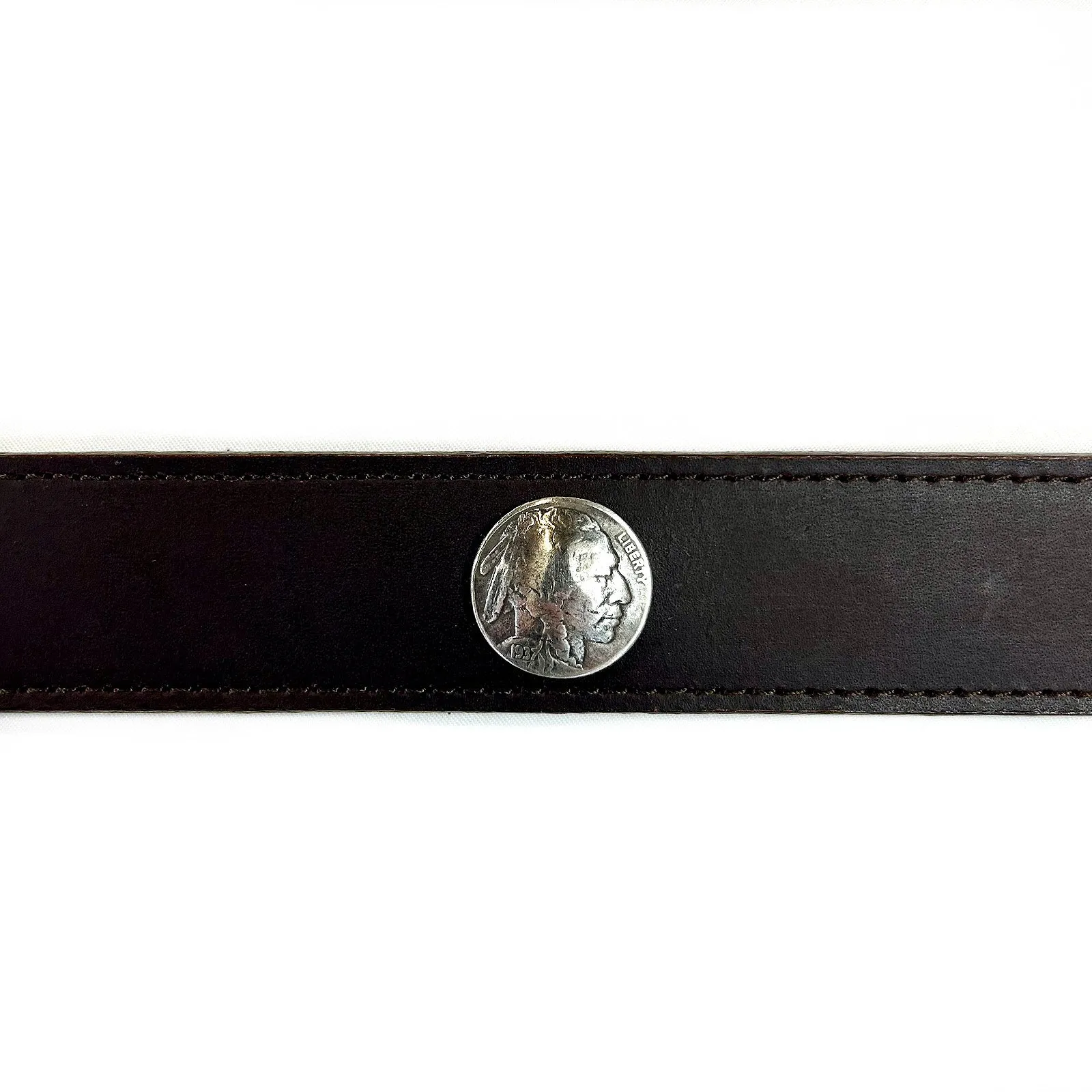 Tapered Genuine Black Leather Western Belt with Buffalo Nickels