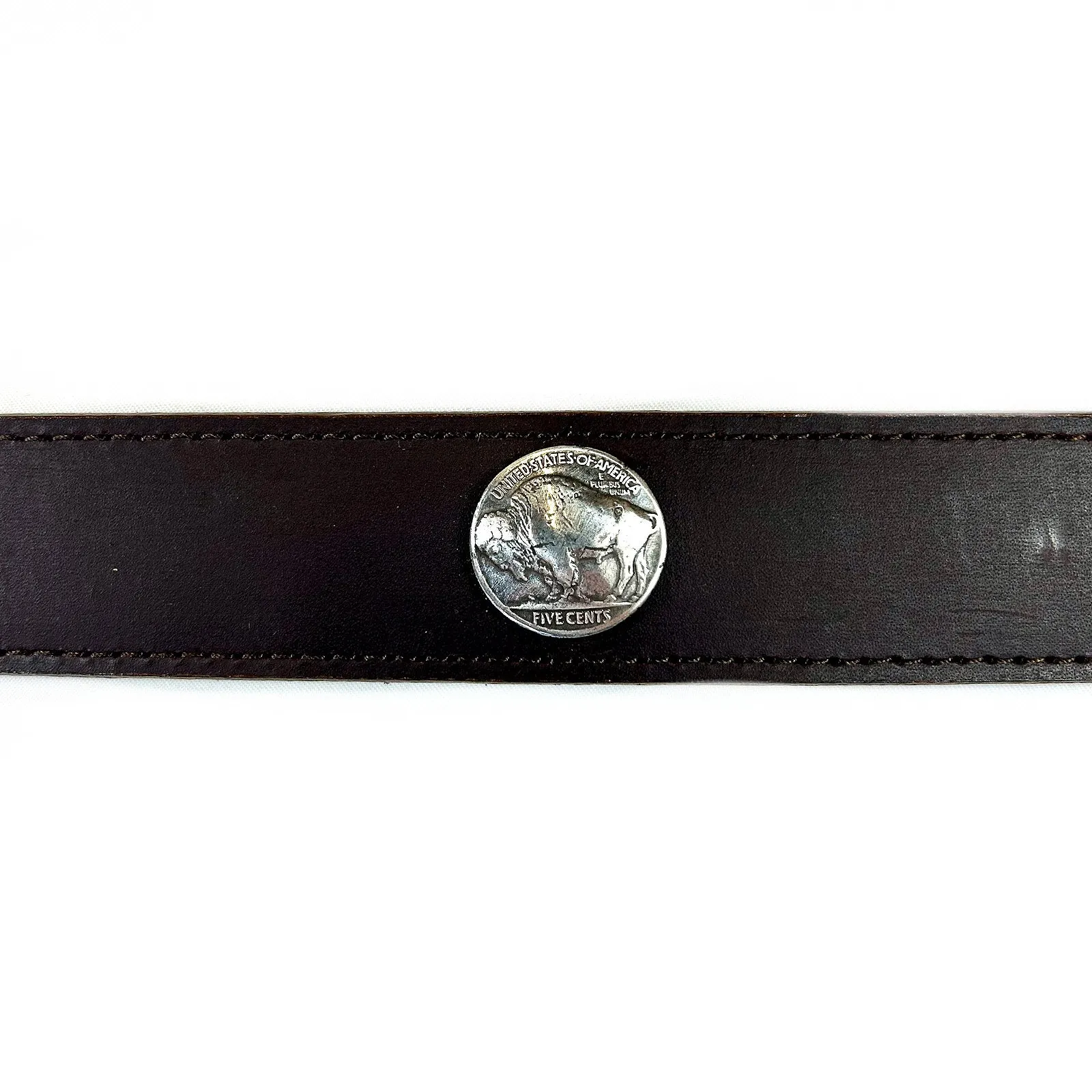 Tapered Genuine Black Leather Western Belt with Buffalo Nickels