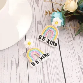 Teacher Rainbow Flowers "BE KIND" Earrings