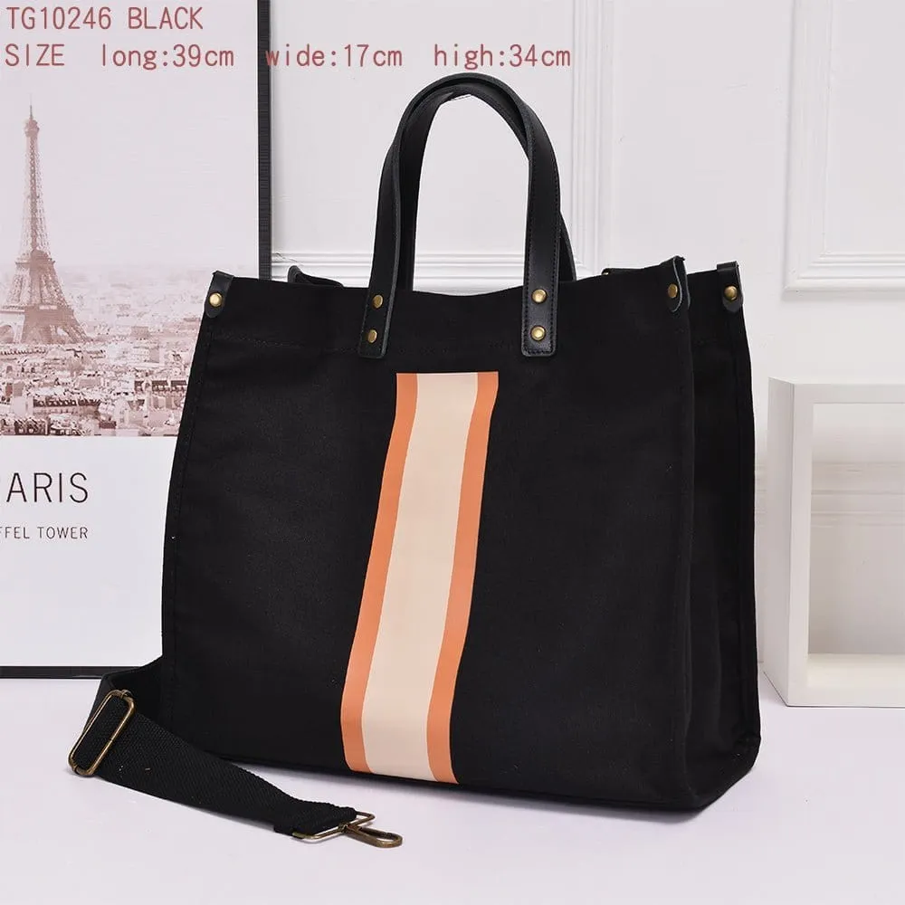 TG10246 Striped Canvas Tote Bag With Guitar Strap