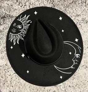 Vegan Felt Hat - Celestial Sun & Moon