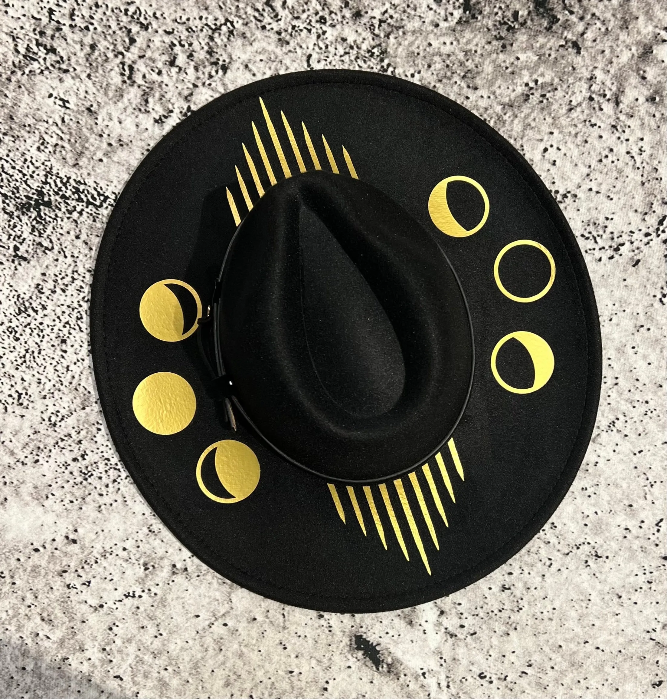 Vegan Felt Hat - XL Brim - Mojave Moon Phase Burst