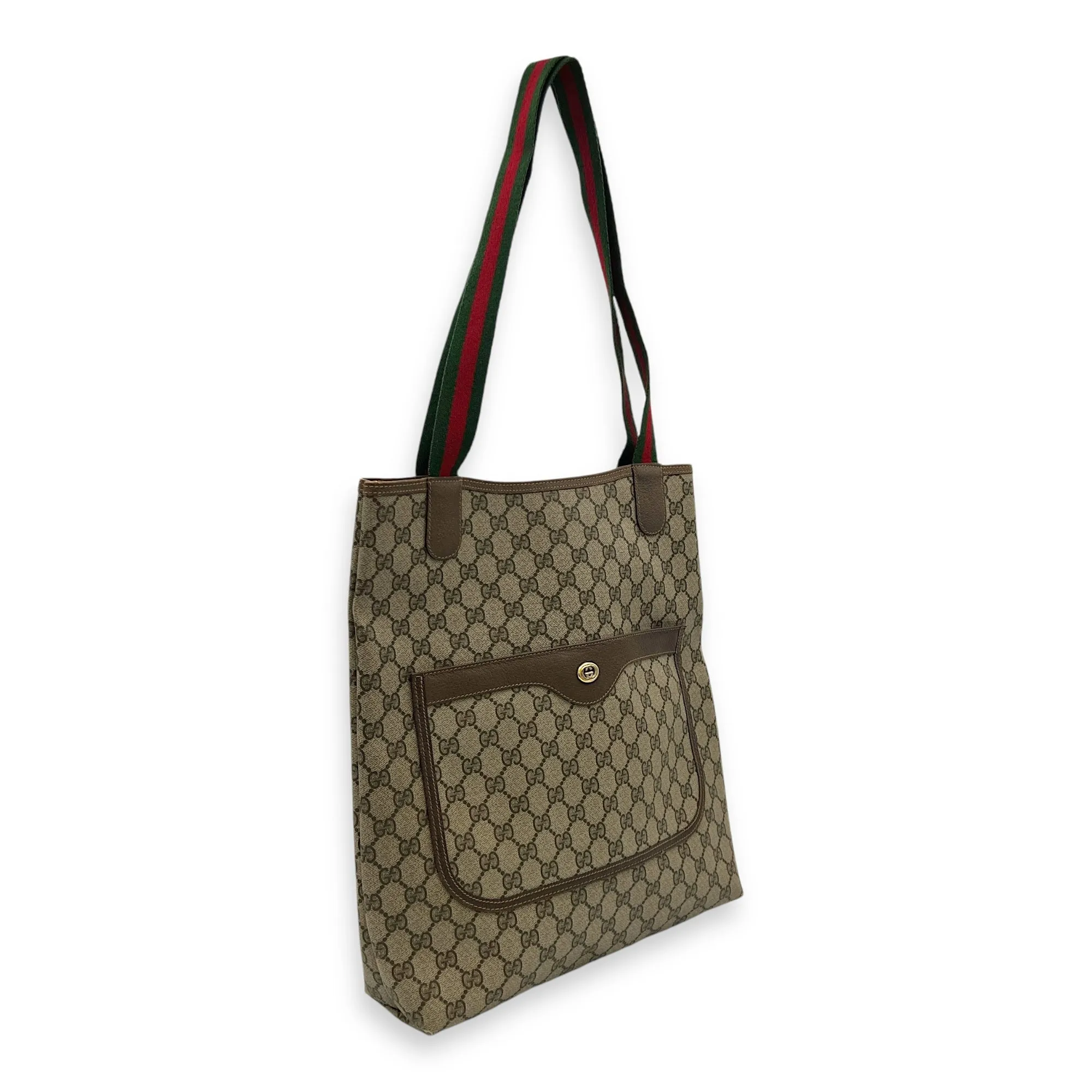 Vintage GG Supreme Sherry Black Tote Bag in Coated Canvas, Gold hardware