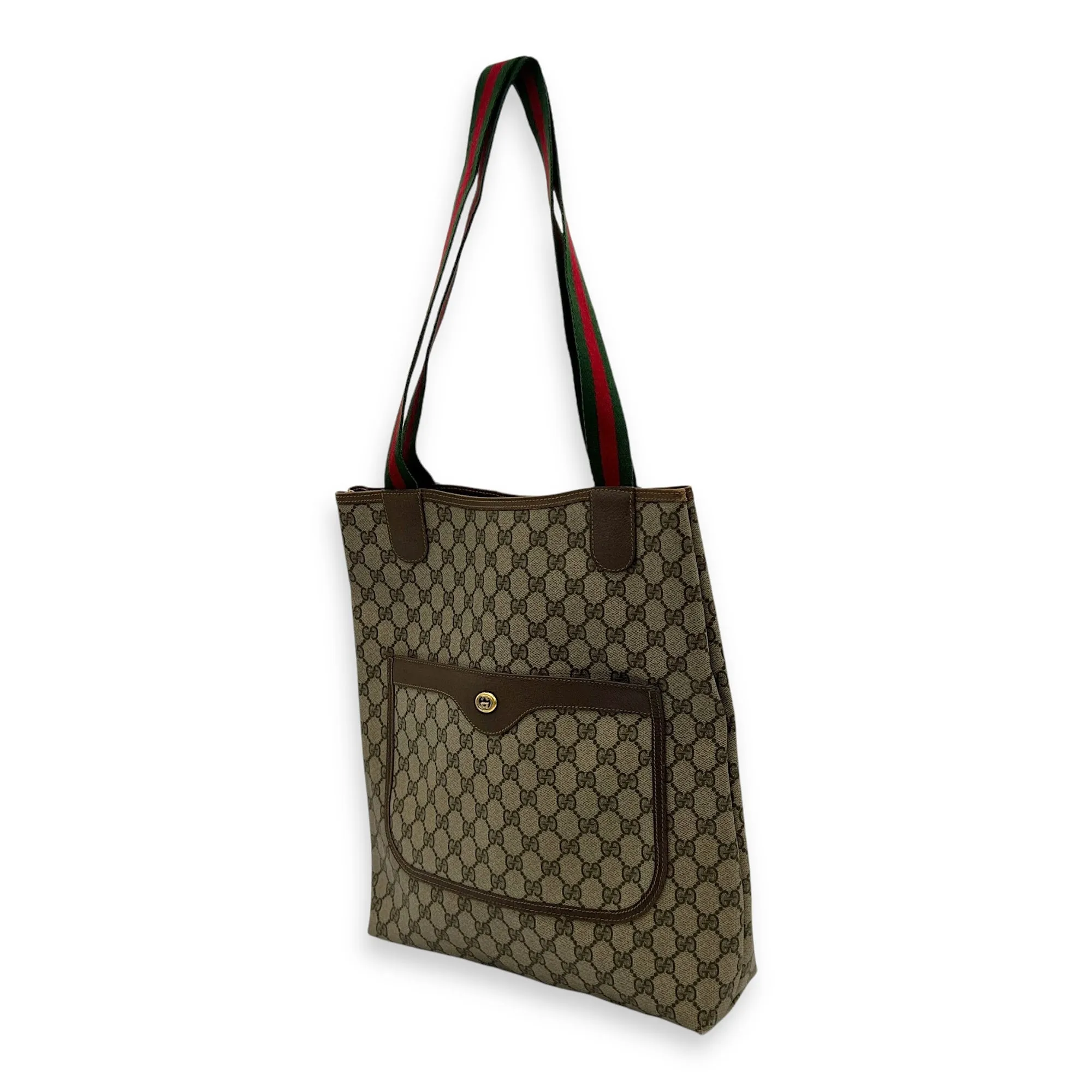 Vintage GG Supreme Sherry Black Tote Bag in Coated Canvas, Gold hardware